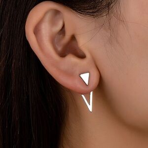 NEW Dainty Triangle Ear Jacket Earrings Silver color Boutique